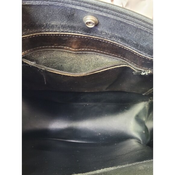 Vintage Harley Davidson Black Embroidered Logo Leather Shoulder Bag Purse Tote - Picture 12 of 16